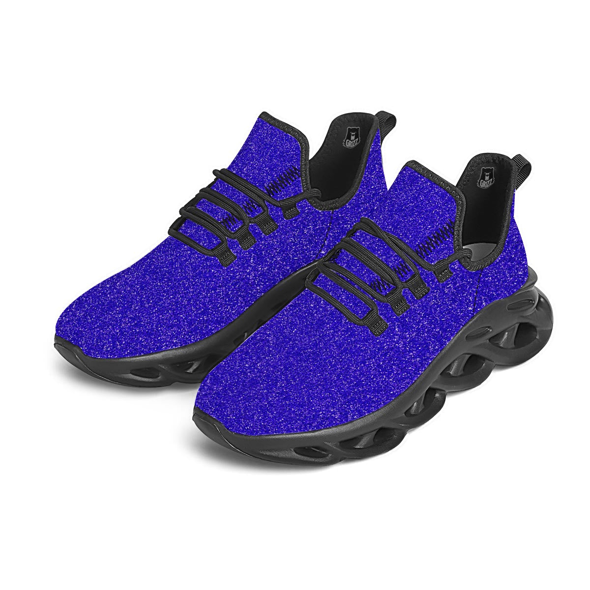 Navy Glitter Artwork Print Black Running Shoes-grizzshop