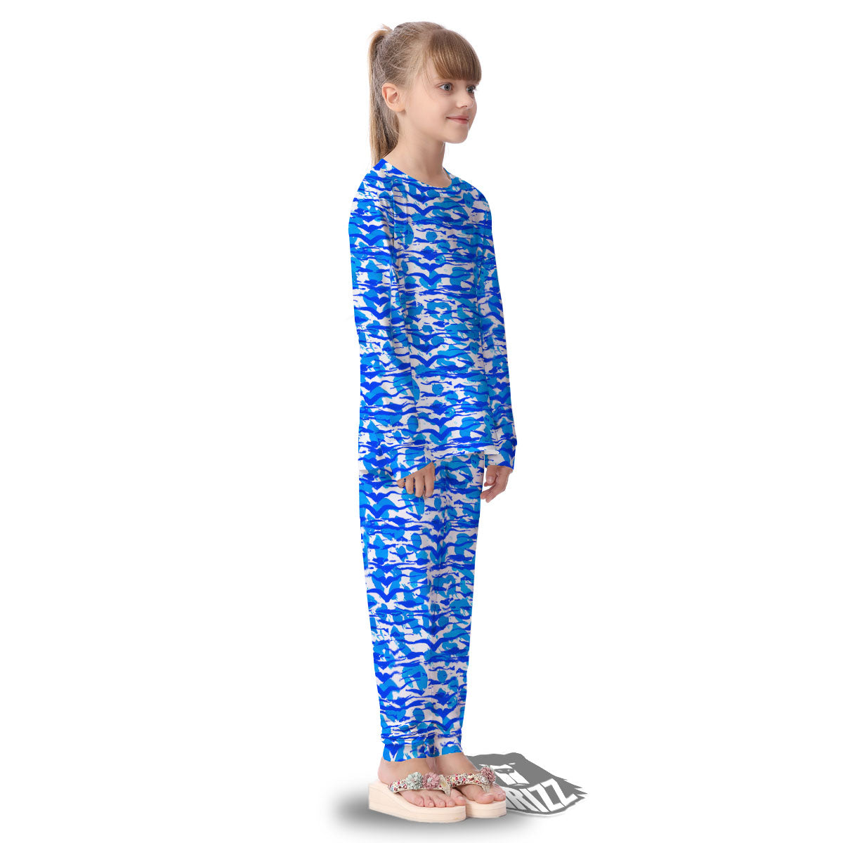 Navy Tiger Stripe Camouflage Seamless Print Pattern Kid's Pajamas-grizzshop