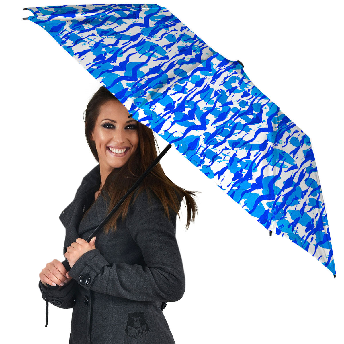 Navy Tiger Stripe Camouflage Seamless Print Pattern Umbrella-grizzshop