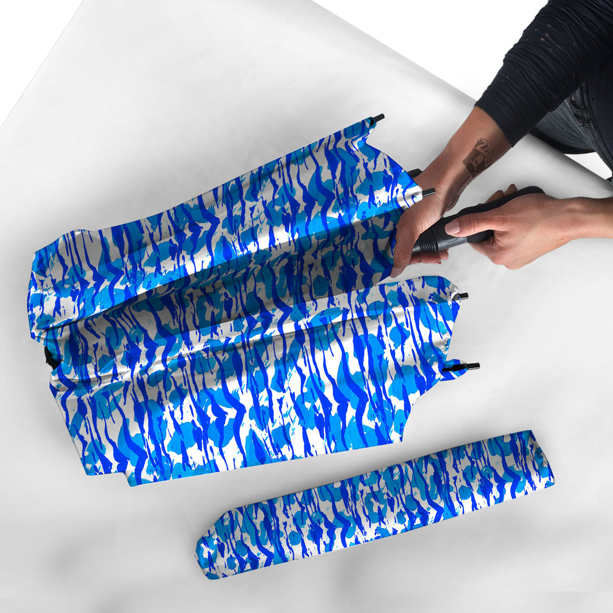 Navy Tiger Stripe Camouflage Seamless Print Pattern Umbrella-grizzshop