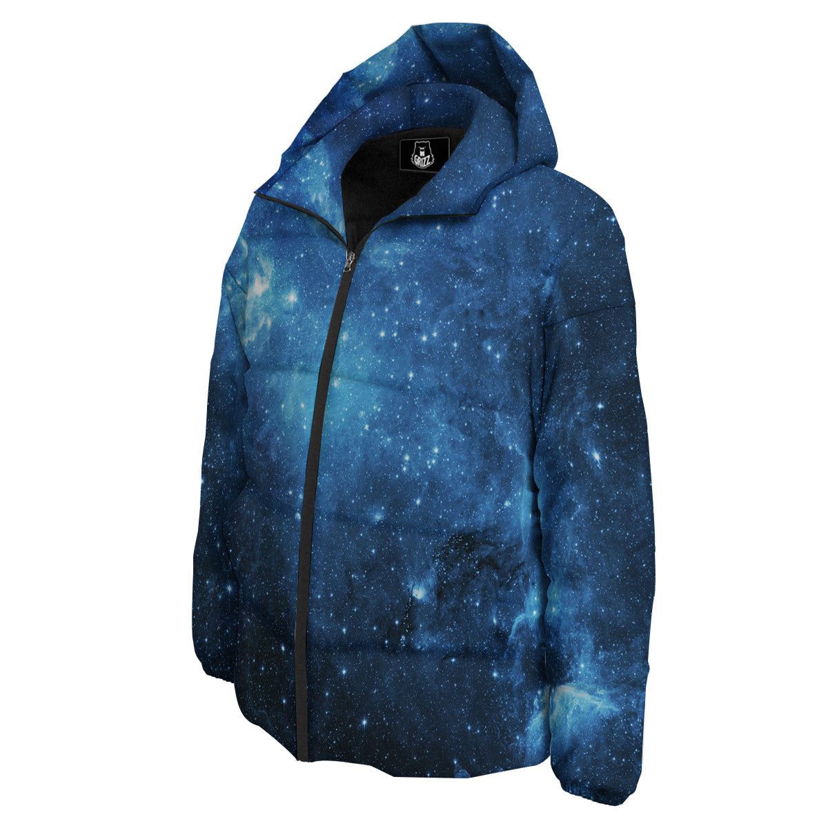 Nebula Galaxy Space Blue Light Print Down Jacket-grizzshop