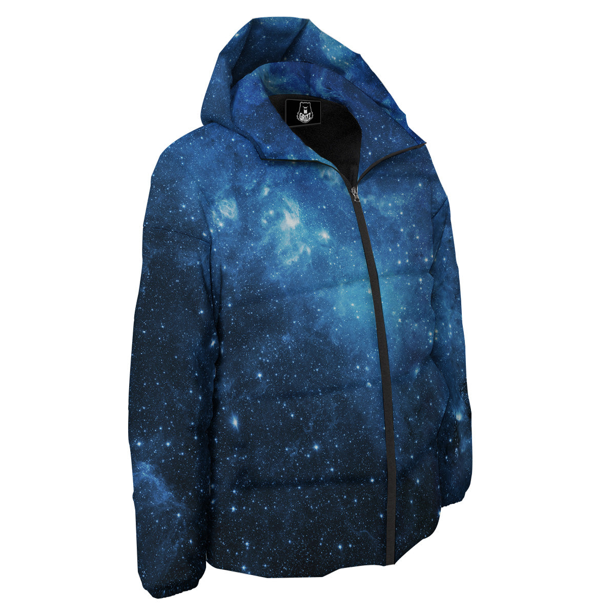 Nebula Galaxy Space Blue Light Print Down Jacket-grizzshop