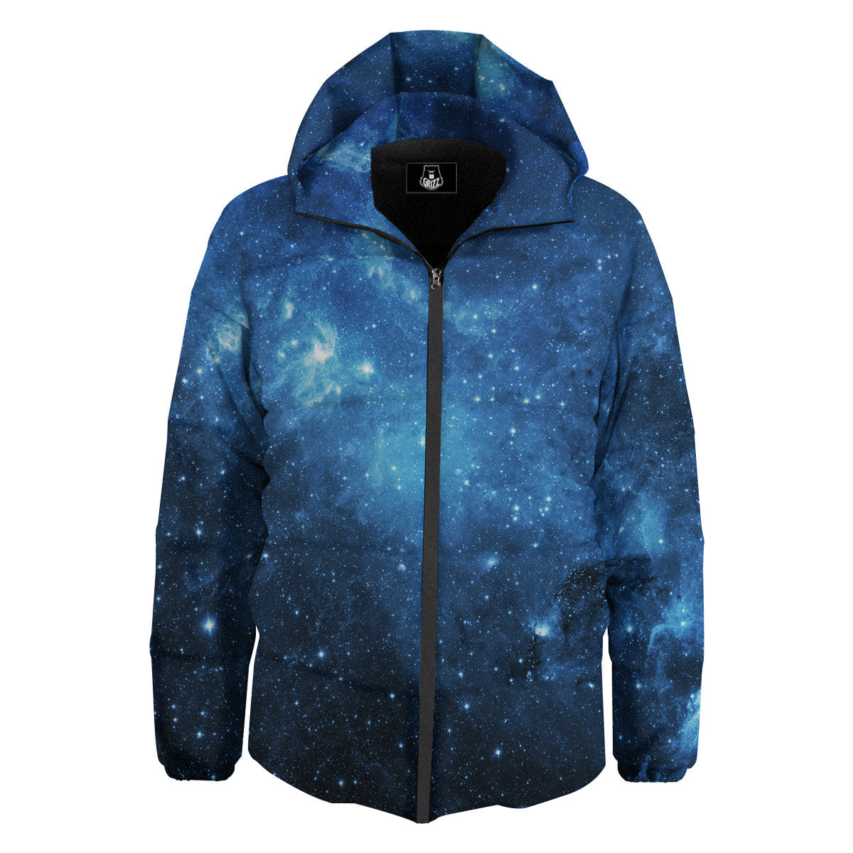 Nebula Galaxy Space Blue Light Print Down Jacket-grizzshop