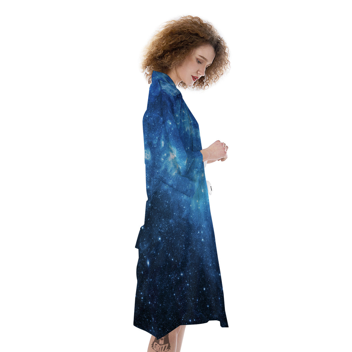 Nebula Galaxy Space Blue Light Print Kimono-grizzshop