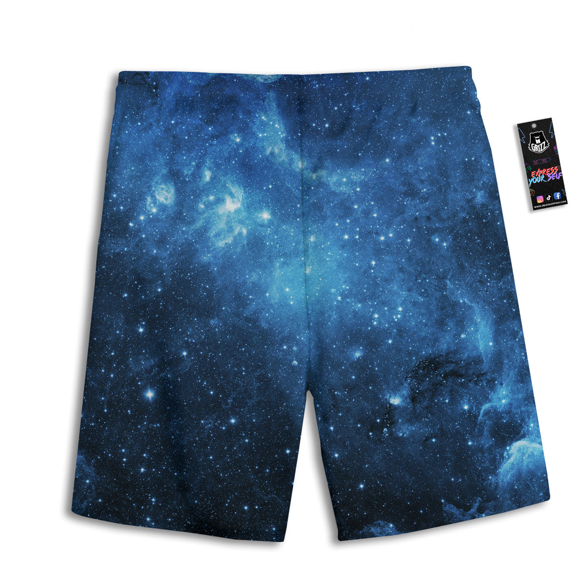 Nebula Galaxy Space Blue Light Print Men's Athletic Shorts