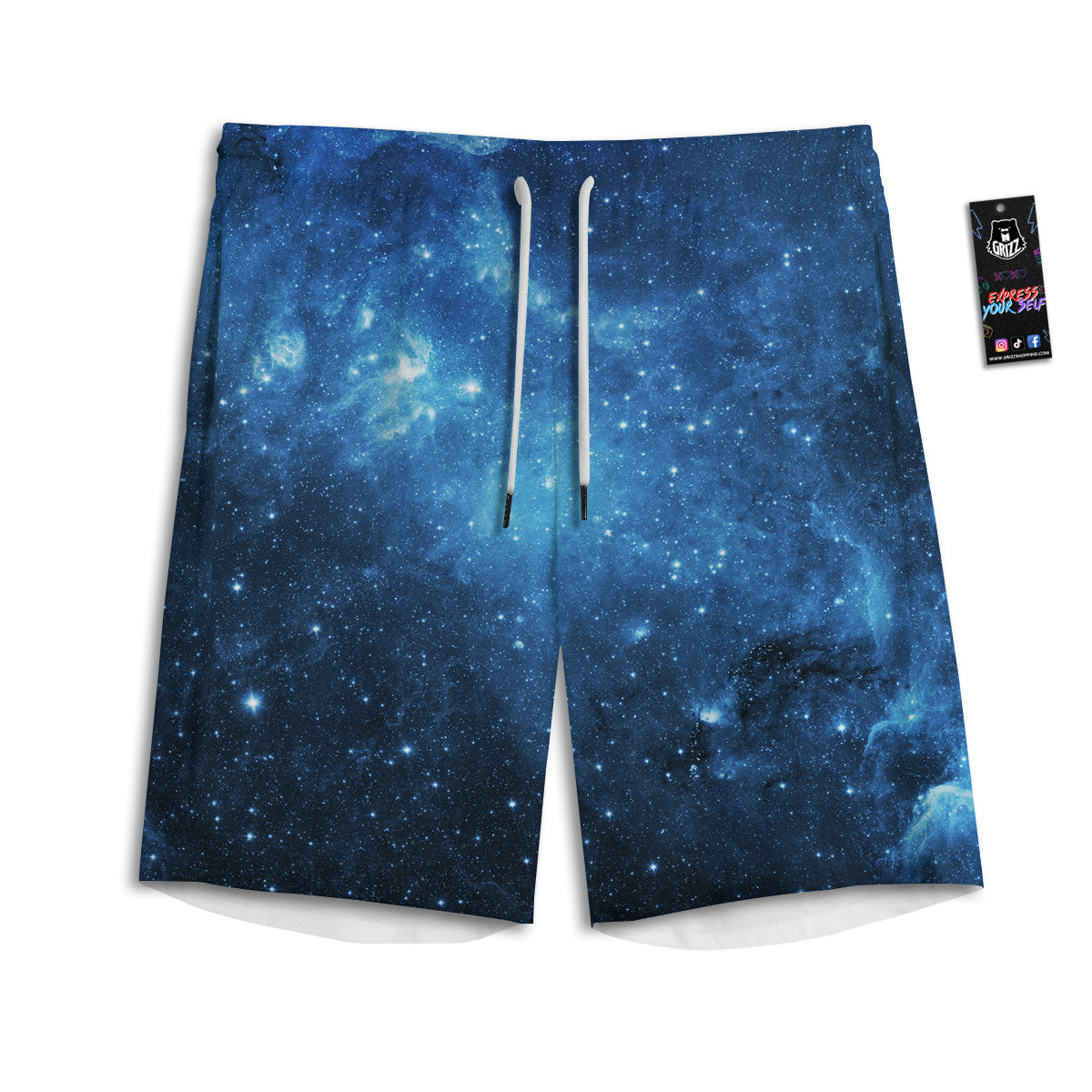 Nebula Galaxy Space Blue Light Print Men's Athletic Shorts