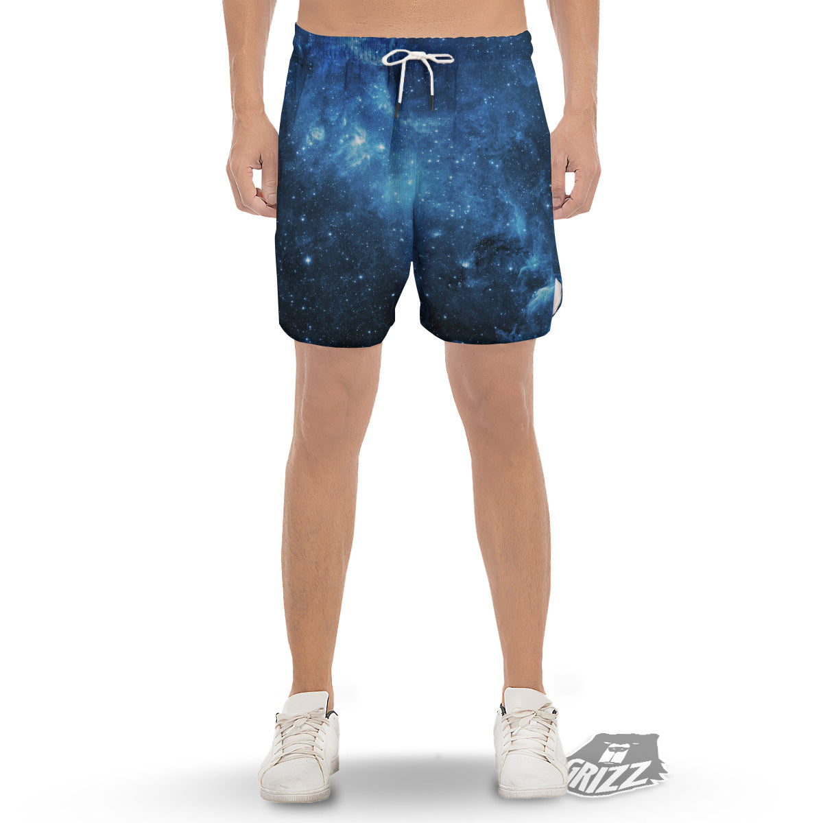Nebula Galaxy Space Blue Light Print Men's Gym Shorts-grizzshop