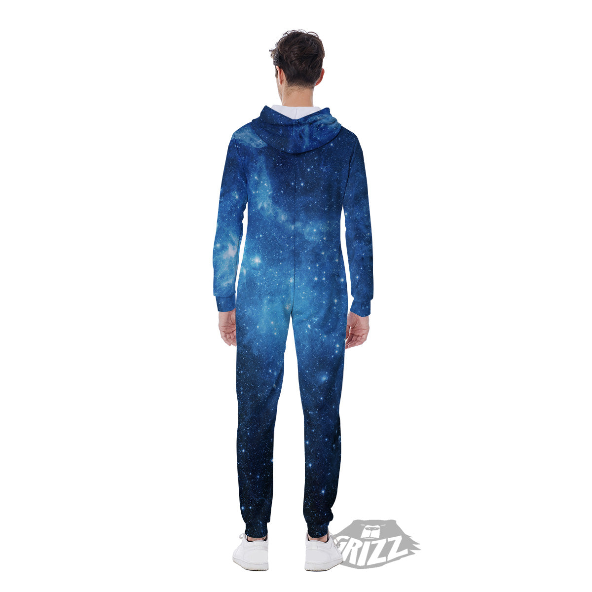 Nebula Galaxy Space Blue Light Print Men's Jumpsuit-grizzshop