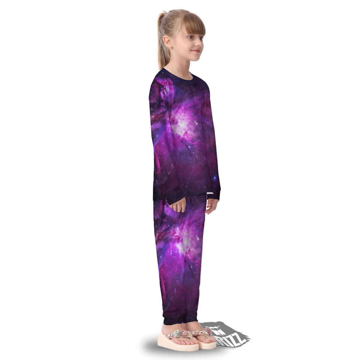 Nebula Galaxy Space Purple Stars Print Kid's Pajamas-grizzshop