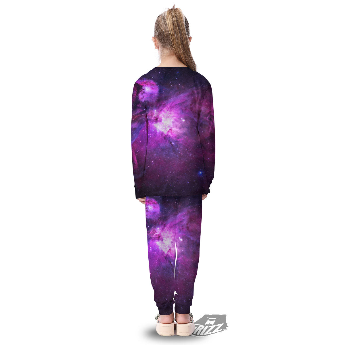 Nebula Galaxy Space Purple Stars Print Kid's Pajamas-grizzshop