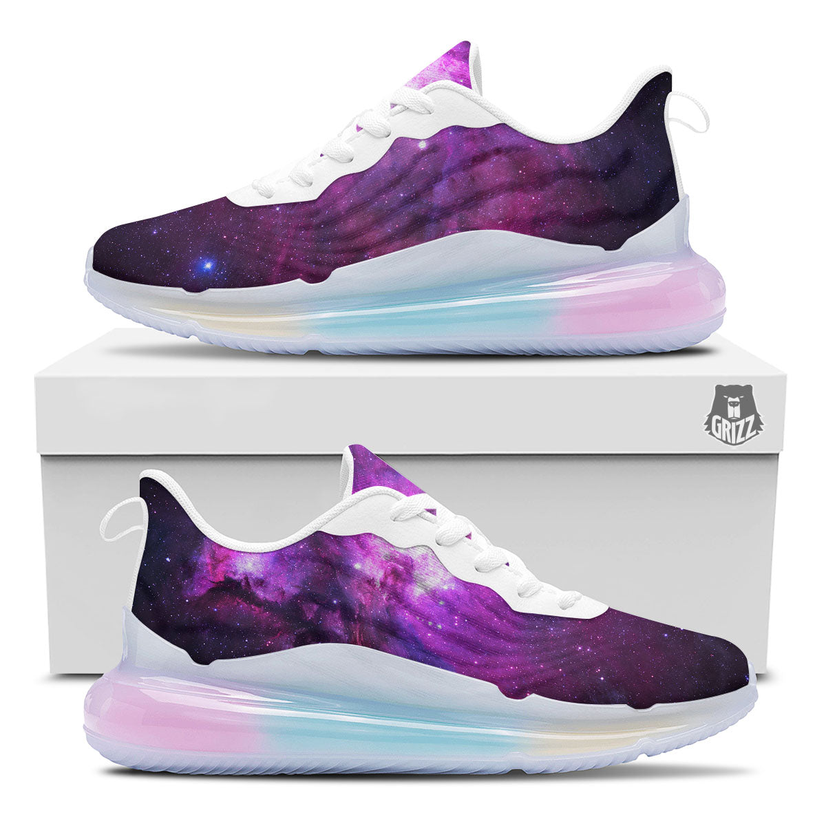Nebula Galaxy Space Purple Stars Print Running Sneakers-grizzshop