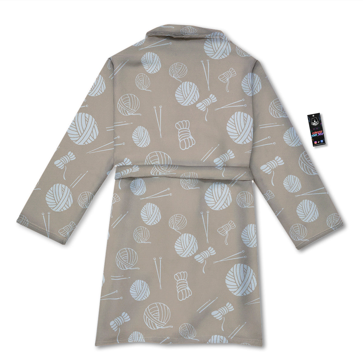 Needle And Yarn Print Pattern Bathrobe-grizzshop