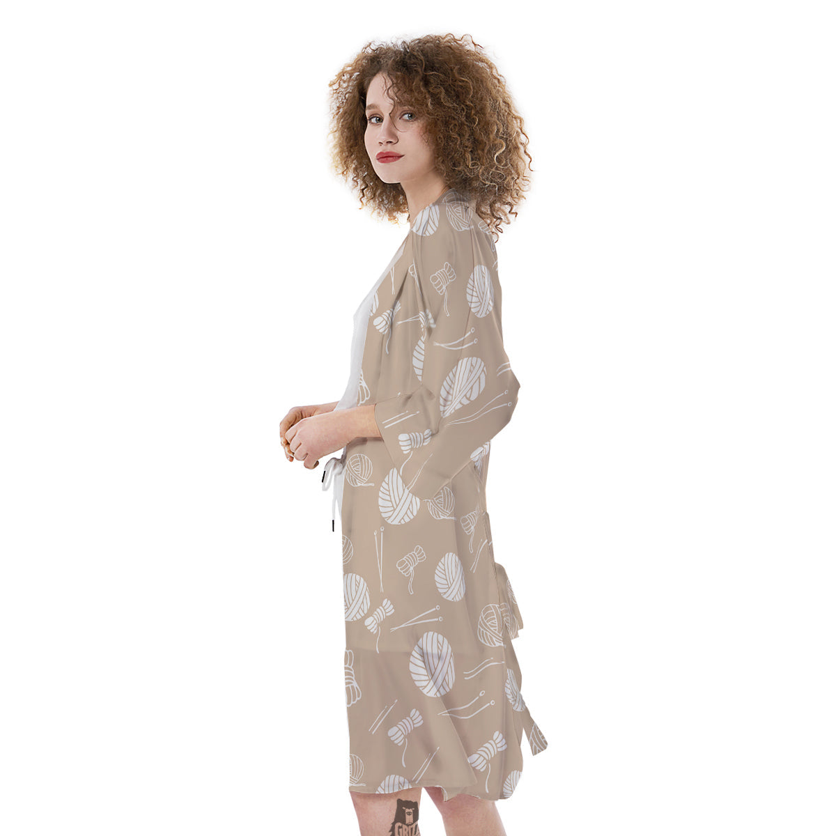 Needle And Yarn Print Pattern Kimono-grizzshop