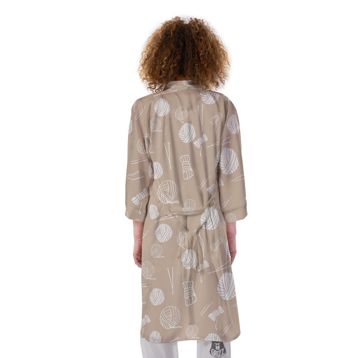 Needle And Yarn Print Pattern Kimono-grizzshop