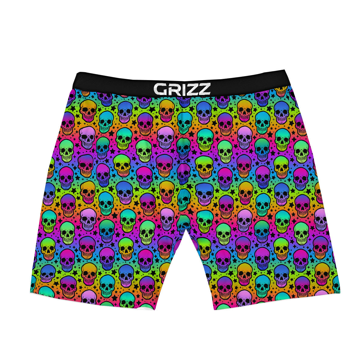 Neon Bright Human Skulls Print Pattern Boxer Briefs-grizzshop