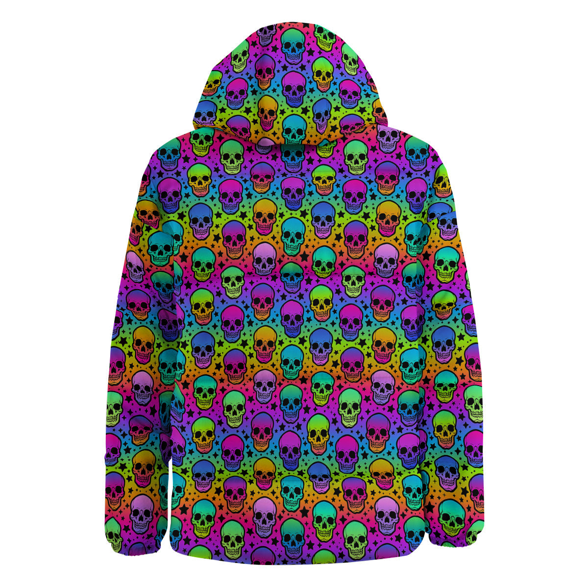Neon Bright Human Skulls Print Pattern Down Jacket-grizzshop