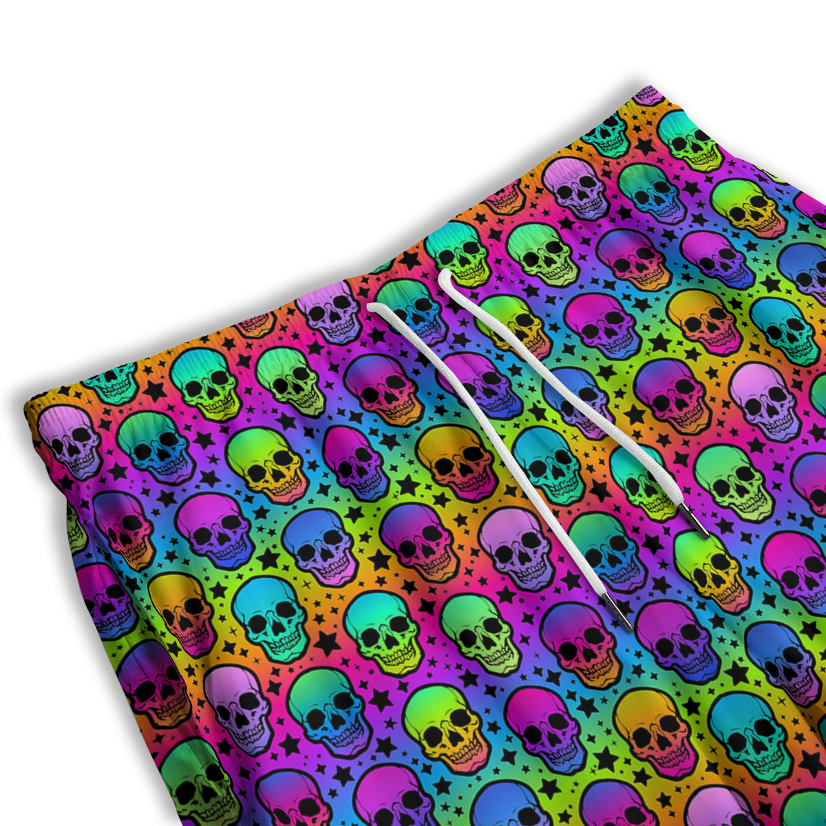 Neon Bright Human Skulls Print Pattern Men's Athletic Shorts