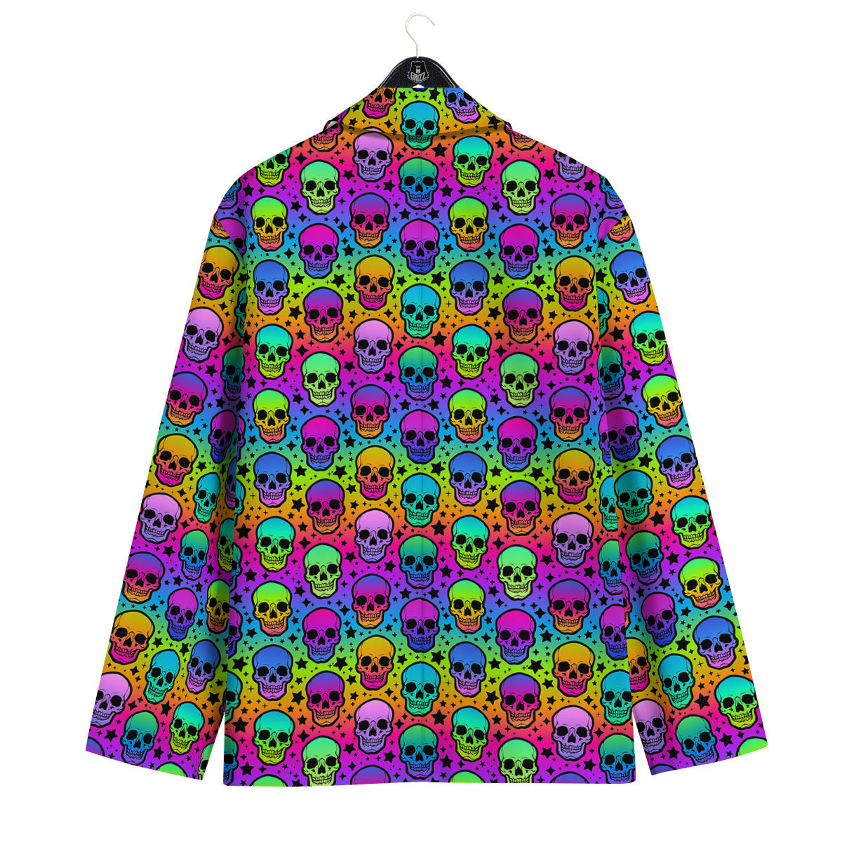 Neon Bright Human Skulls Print Pattern Men's Sport Coat-grizzshop