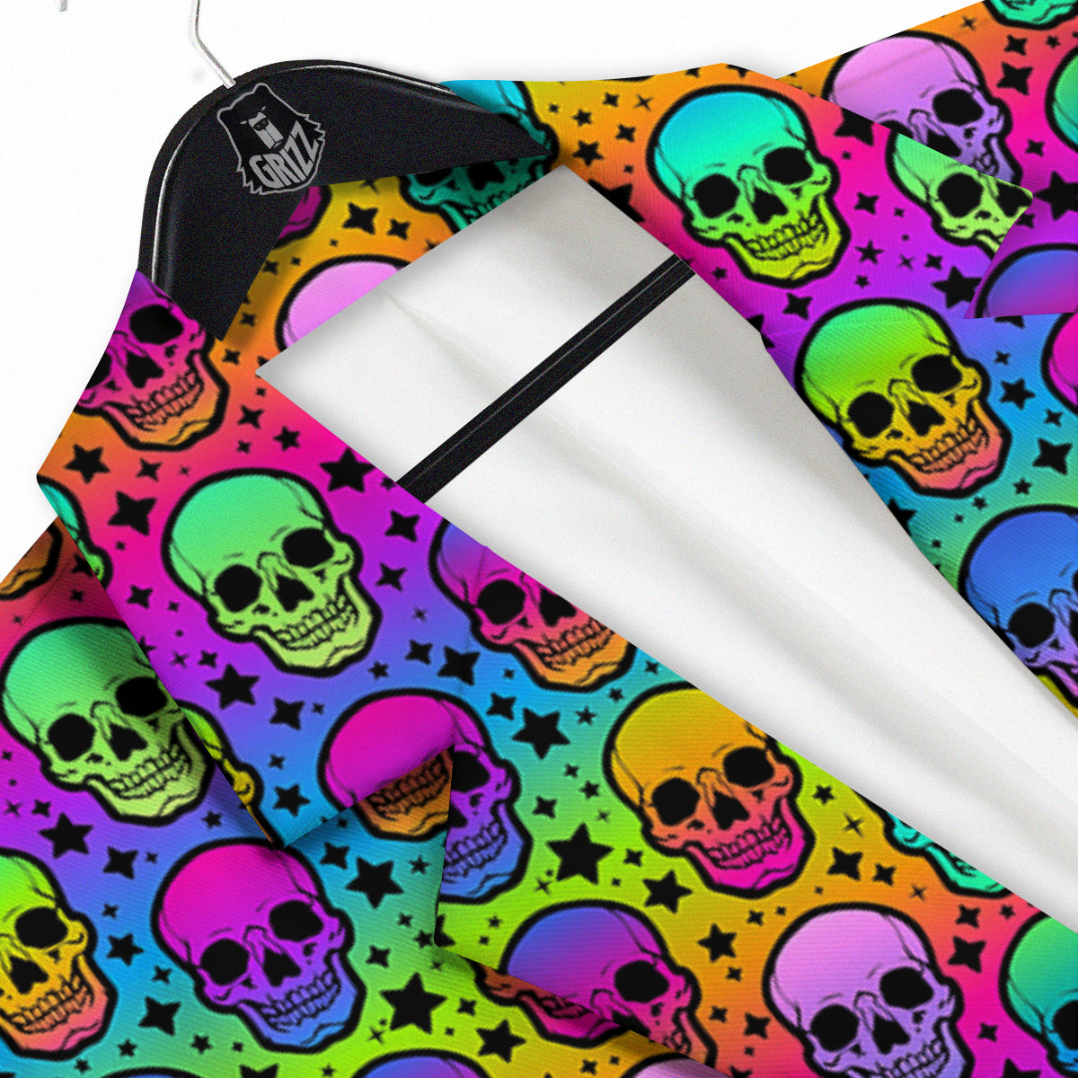 Neon Bright Human Skulls Print Pattern Men's Sport Coat-grizzshop