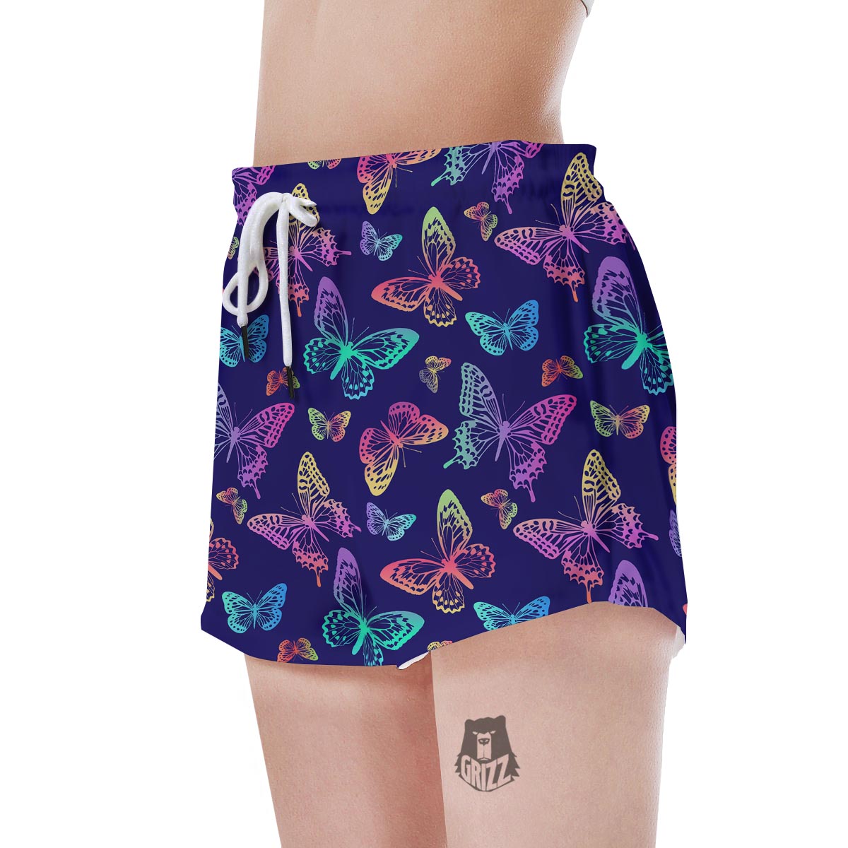 Neon Butterfly Print Women's Shorts-grizzshop