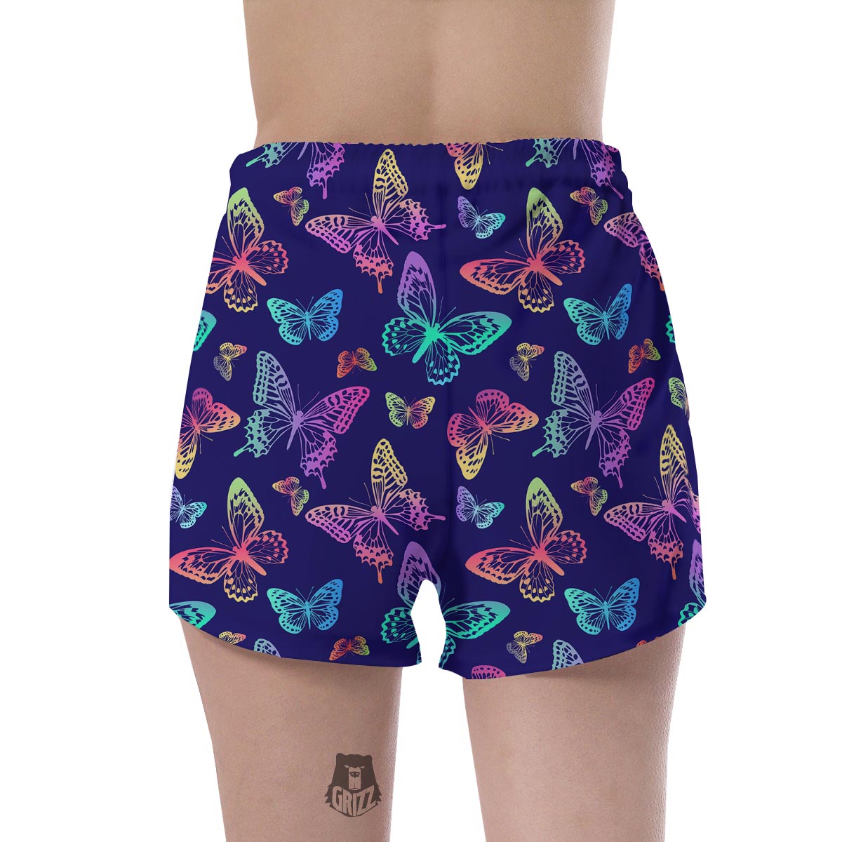 Neon Butterfly Print Women's Shorts-grizzshop