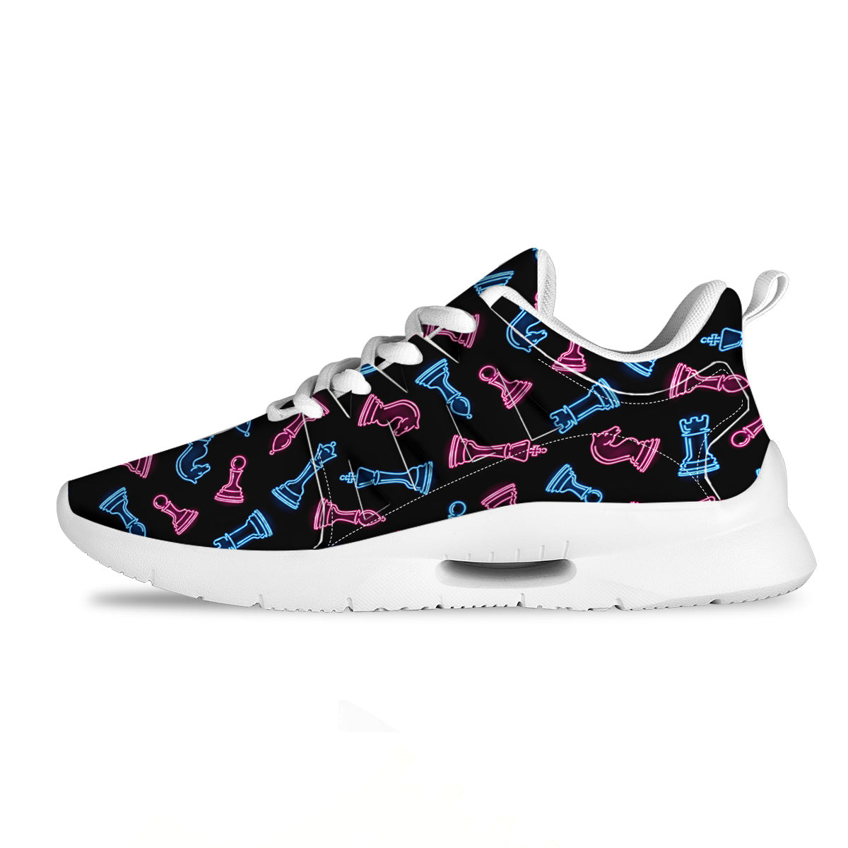 Neon Chess Pieces Print Pattern Tennis Shoes-grizzshop
