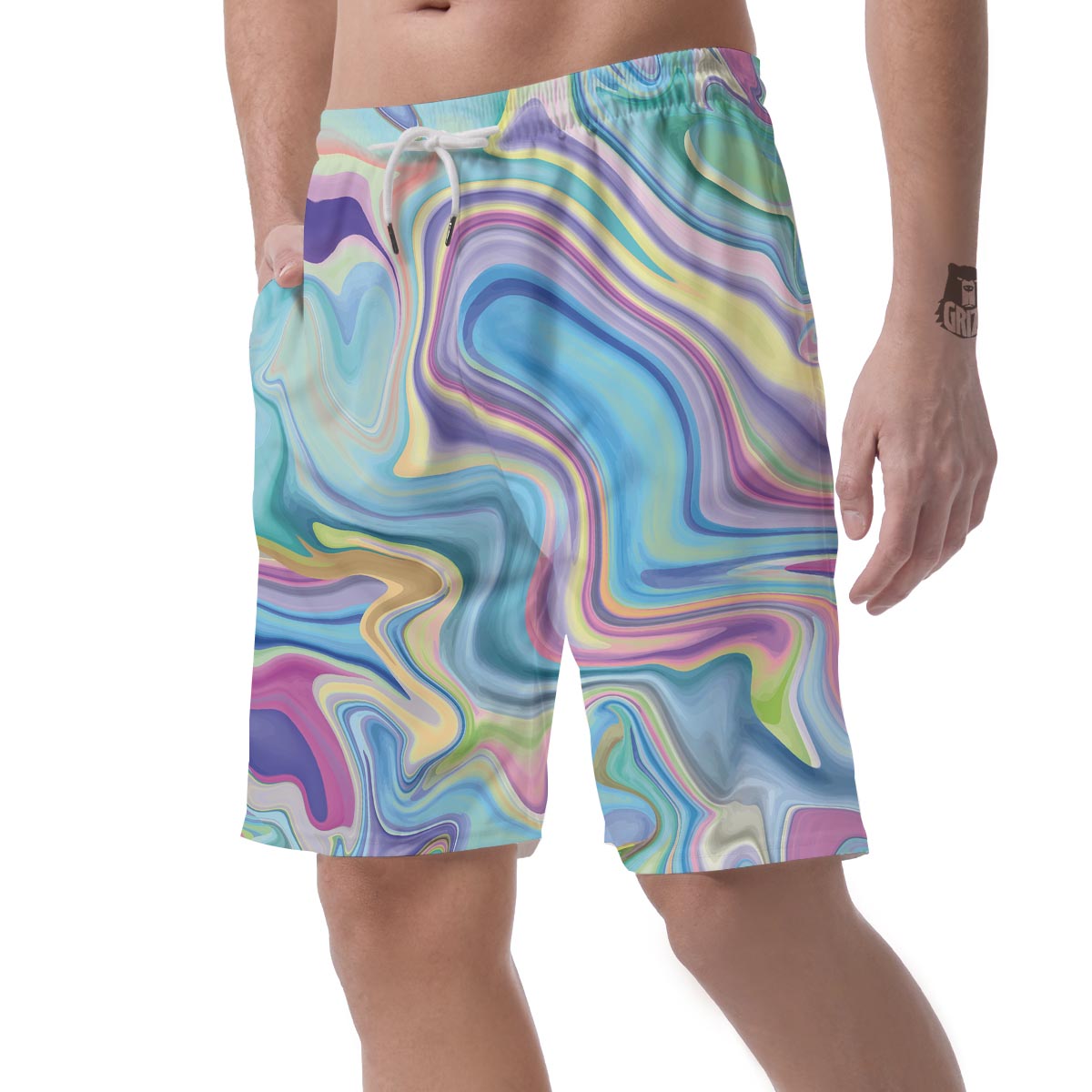 Neon Color Marble Men's Shorts-grizzshop
