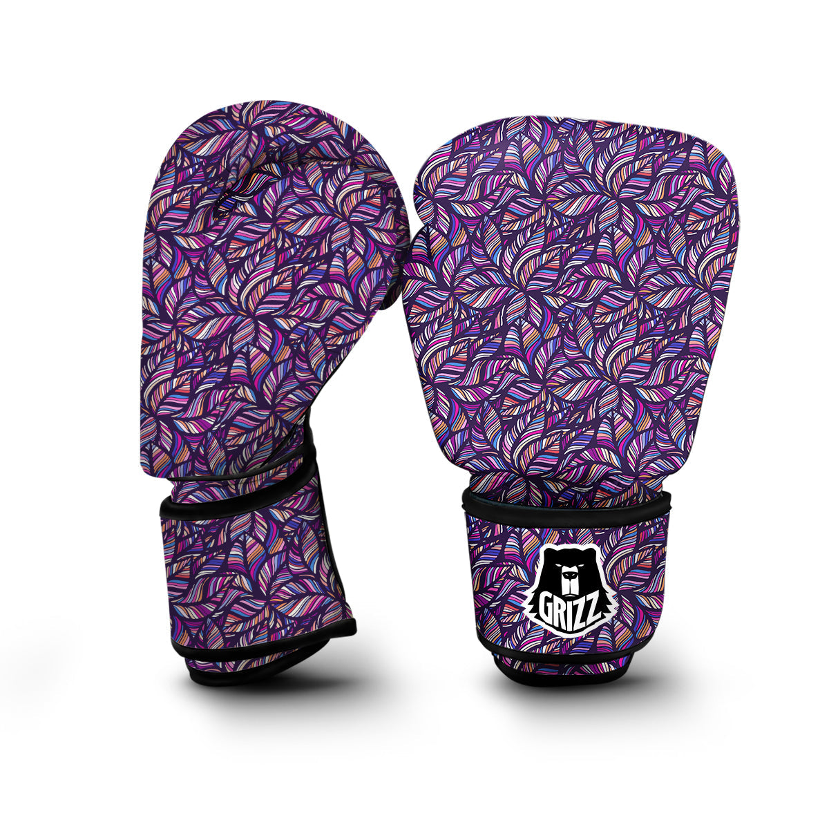Neon Floral Tropical Hawaiian Palm Leaves Pattern Print Boxing Gloves-grizzshop
