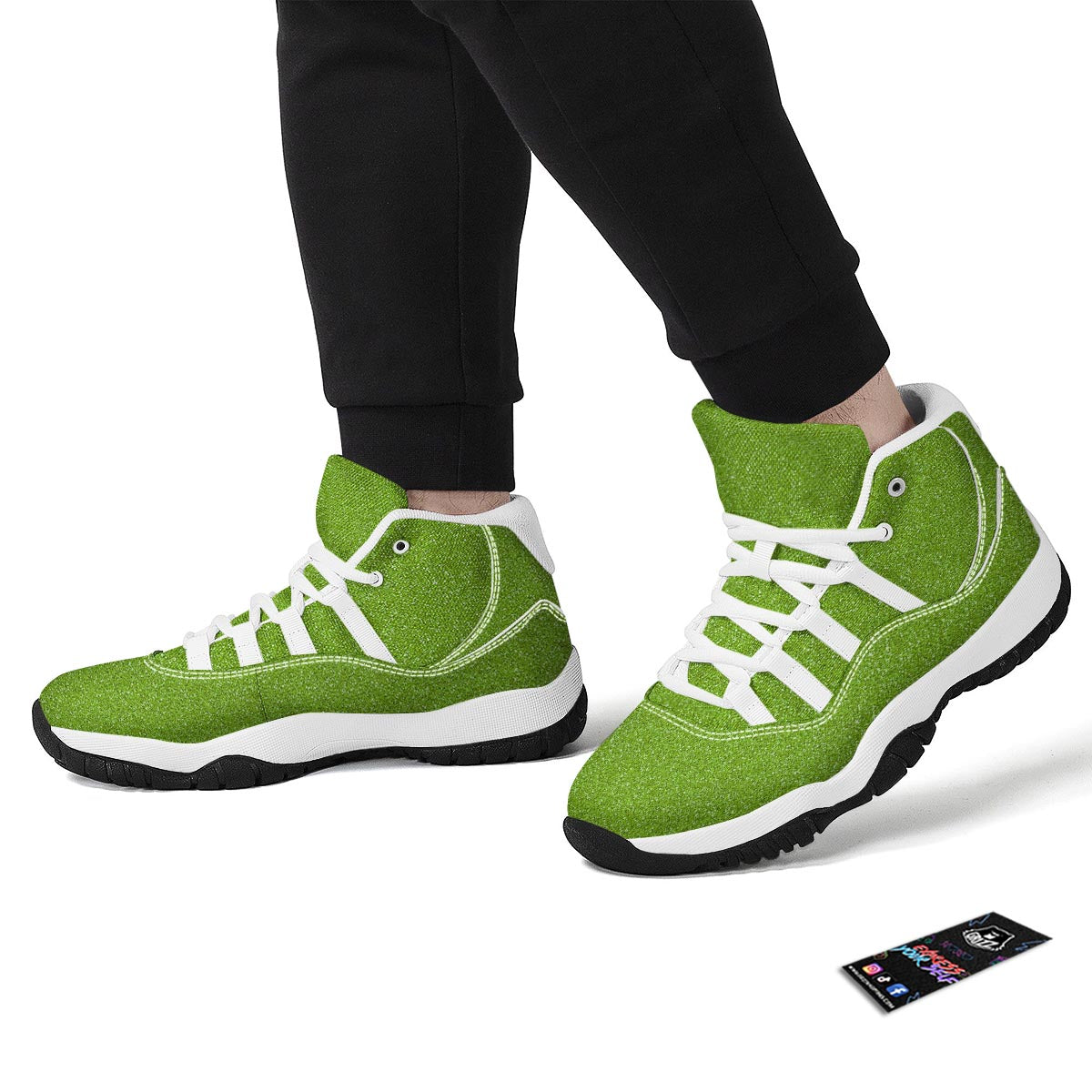 Neon Green Texture White Bball Shoes-grizzshop