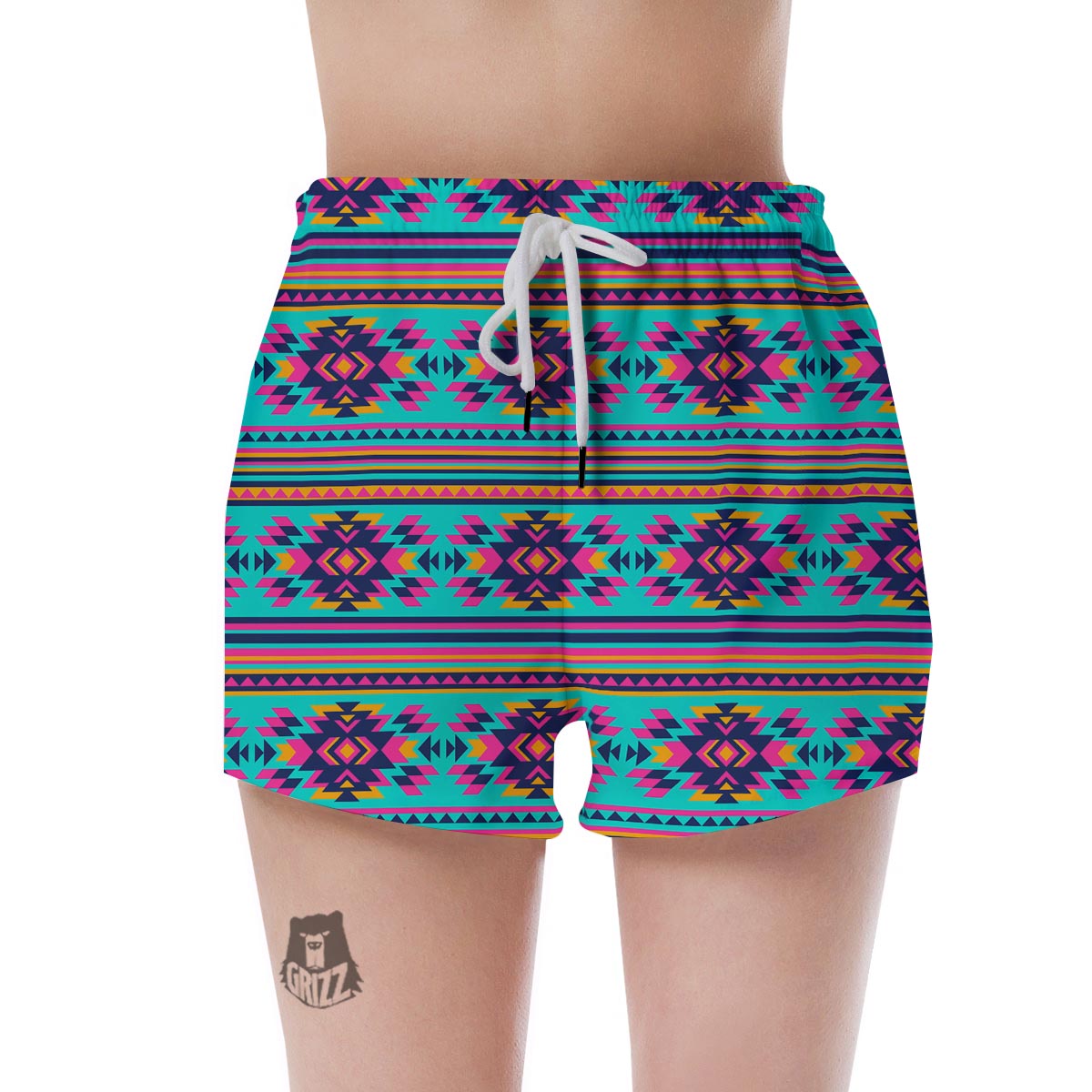 Neon Indian Aztec Abstract Art Print Women's Shorts-grizzshop
