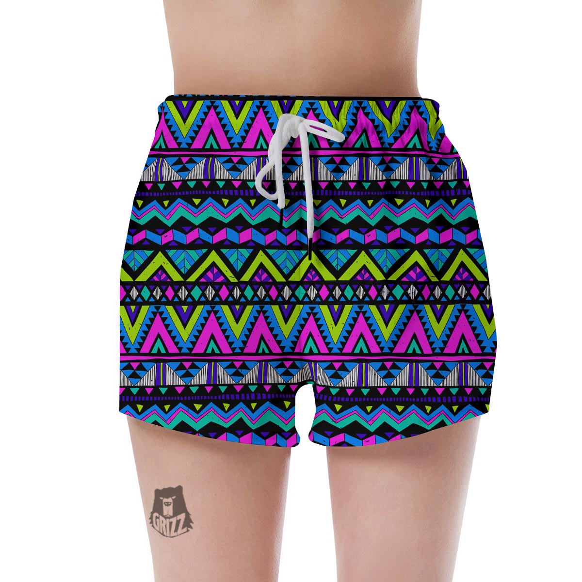 Neon Indian Aztec Doodle Women's Shorts-grizzshop