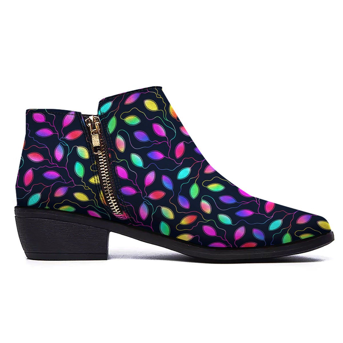 Neon Leaf Print Pattern Ankle Boots-grizzshop