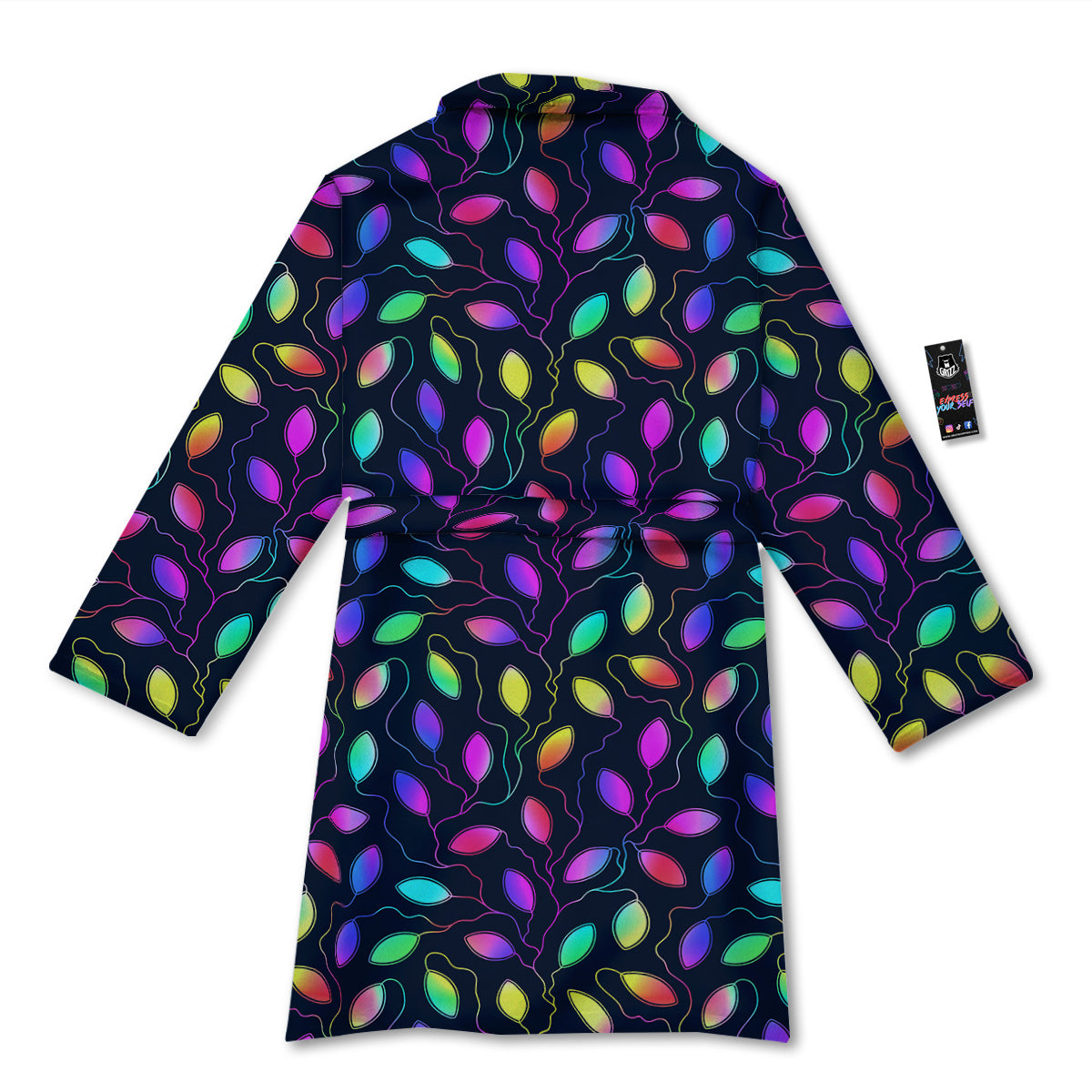 Neon Leaf Print Pattern Bathrobe-grizzshop