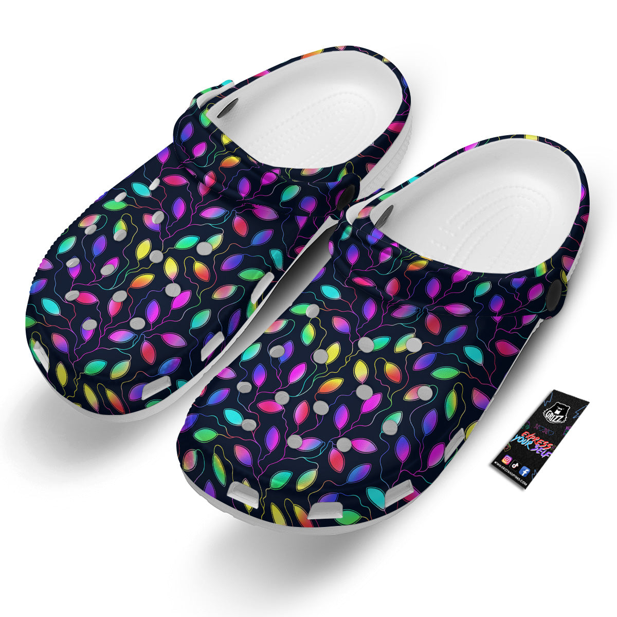 Neon Leaf Print Pattern Clog-grizzshop