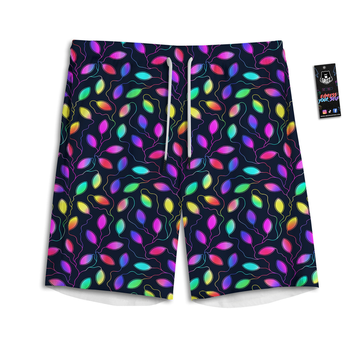 Neon Leaf Print Pattern Men's Athletic Shorts