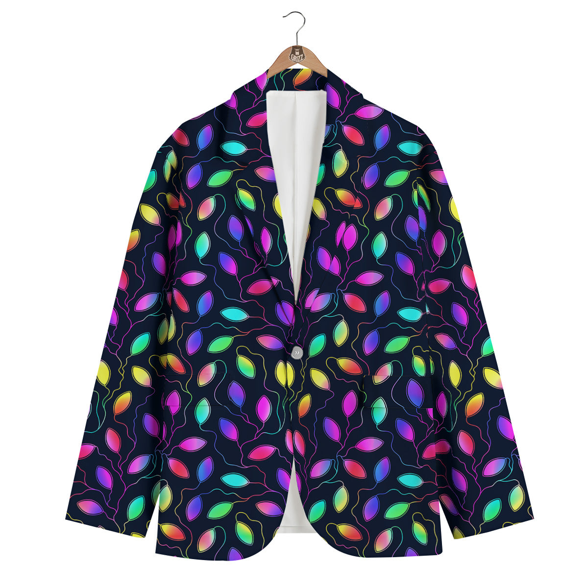 Neon Leaf Print Pattern Men's Blazer-grizzshop