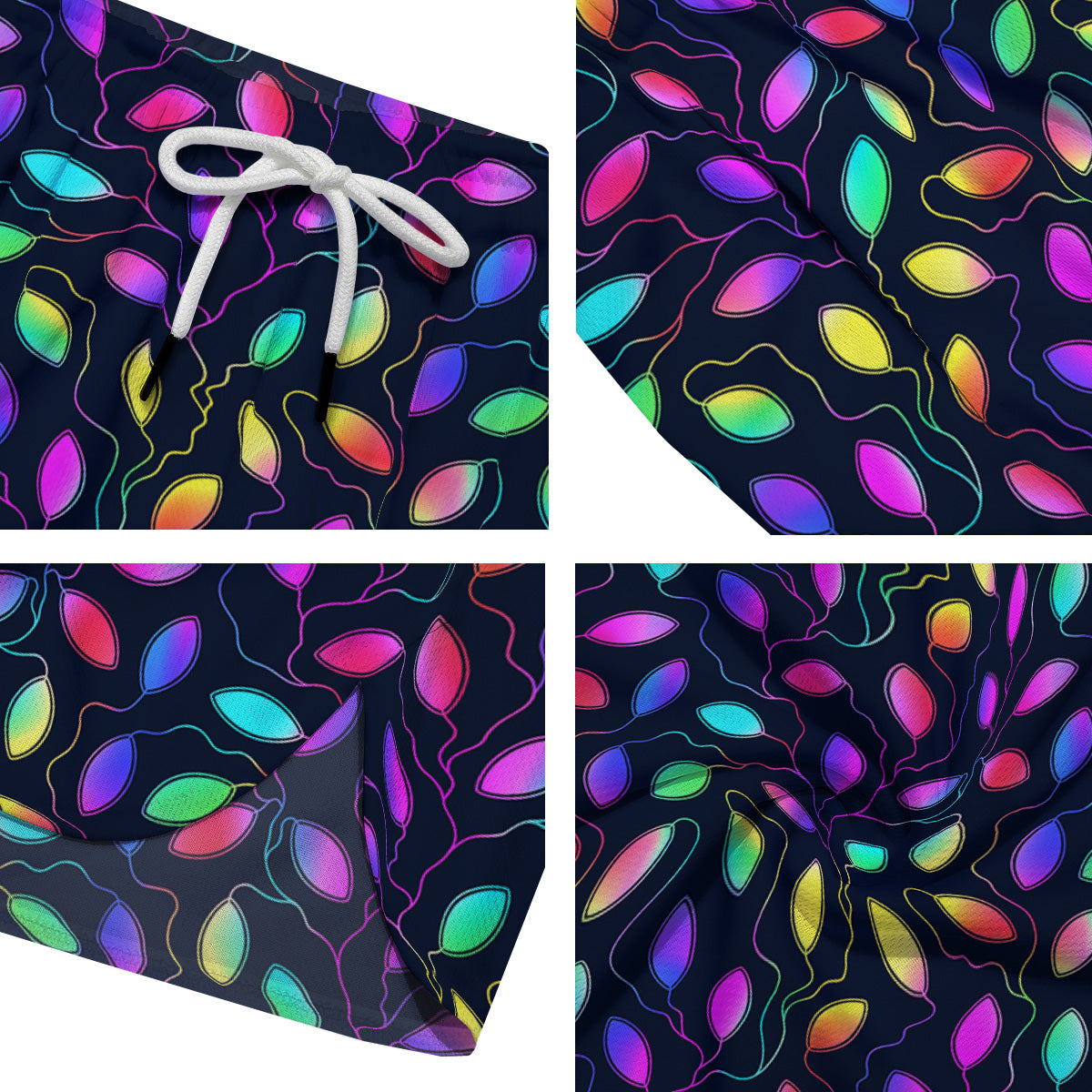 Neon Leaf Print Pattern Men's Running Shorts-grizzshop