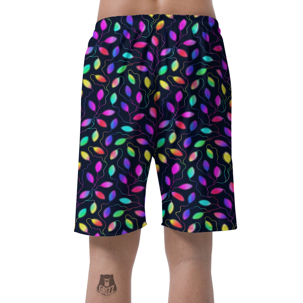 Neon Leaf Print Pattern Men's Shorts-grizzshop