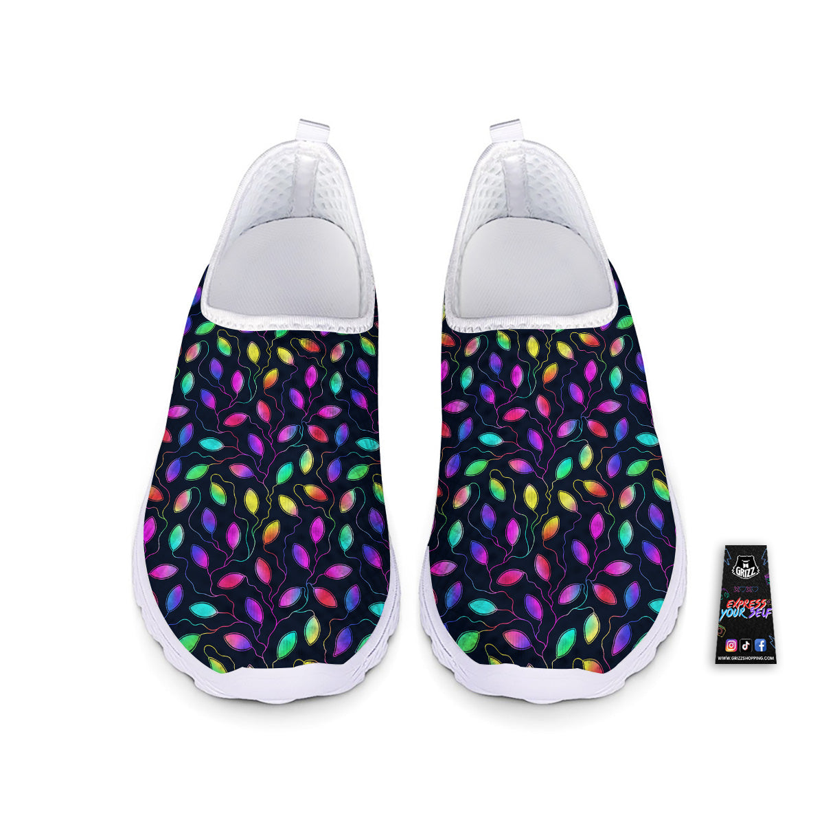 Neon Leaf Print Pattern Nurse Shoes-grizzshop