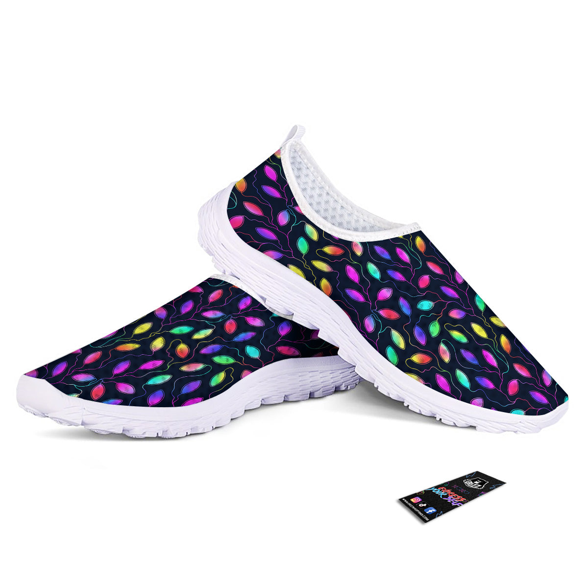 Neon Leaf Print Pattern Nurse Shoes-grizzshop