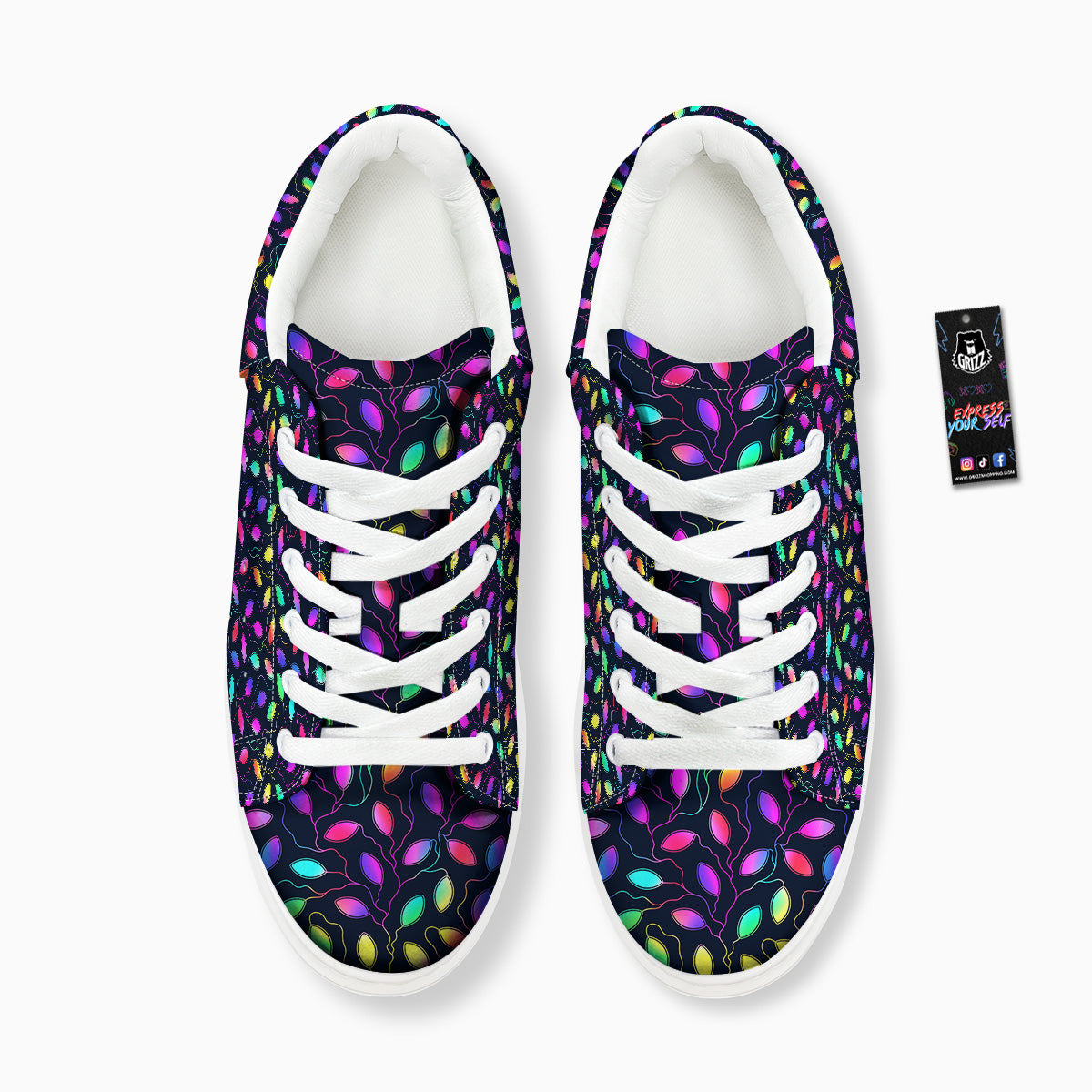Neon Leaf Print Pattern Platform Shoes-grizzshop