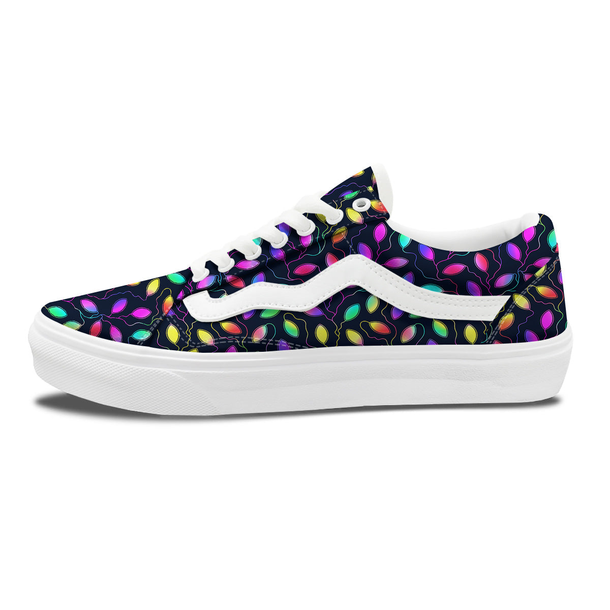 Neon Leaf Print Pattern Skate Shoes-grizzshop