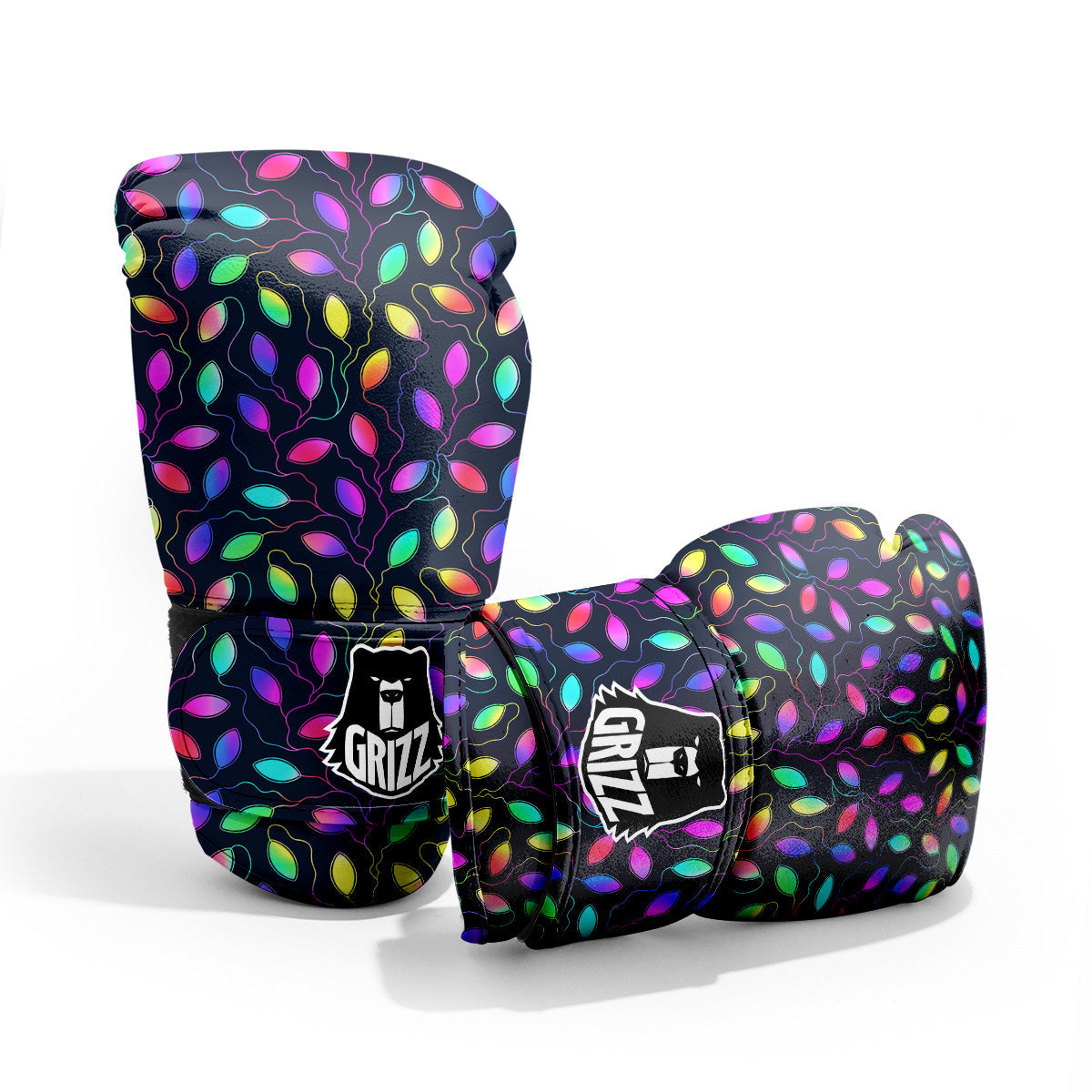 Neon Leaf Print Pattern Pro Boxing Glove