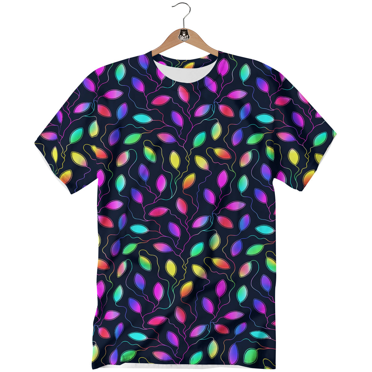 Neon Leaf Print Pattern T-Shirt-grizzshop