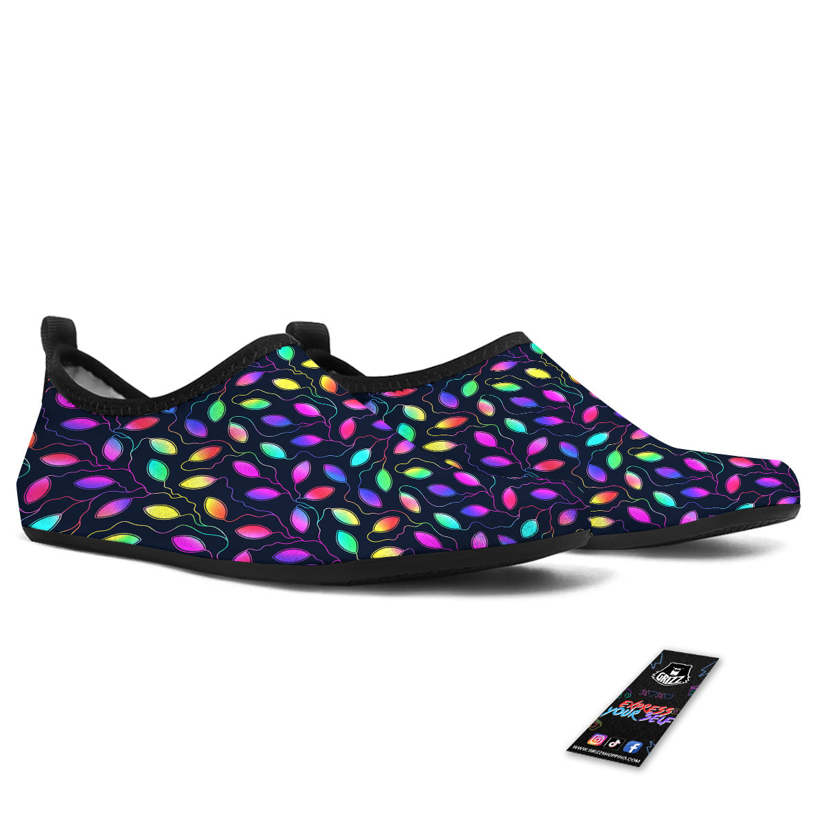 Neon Leaf Print Pattern Water Shoes-grizzshop