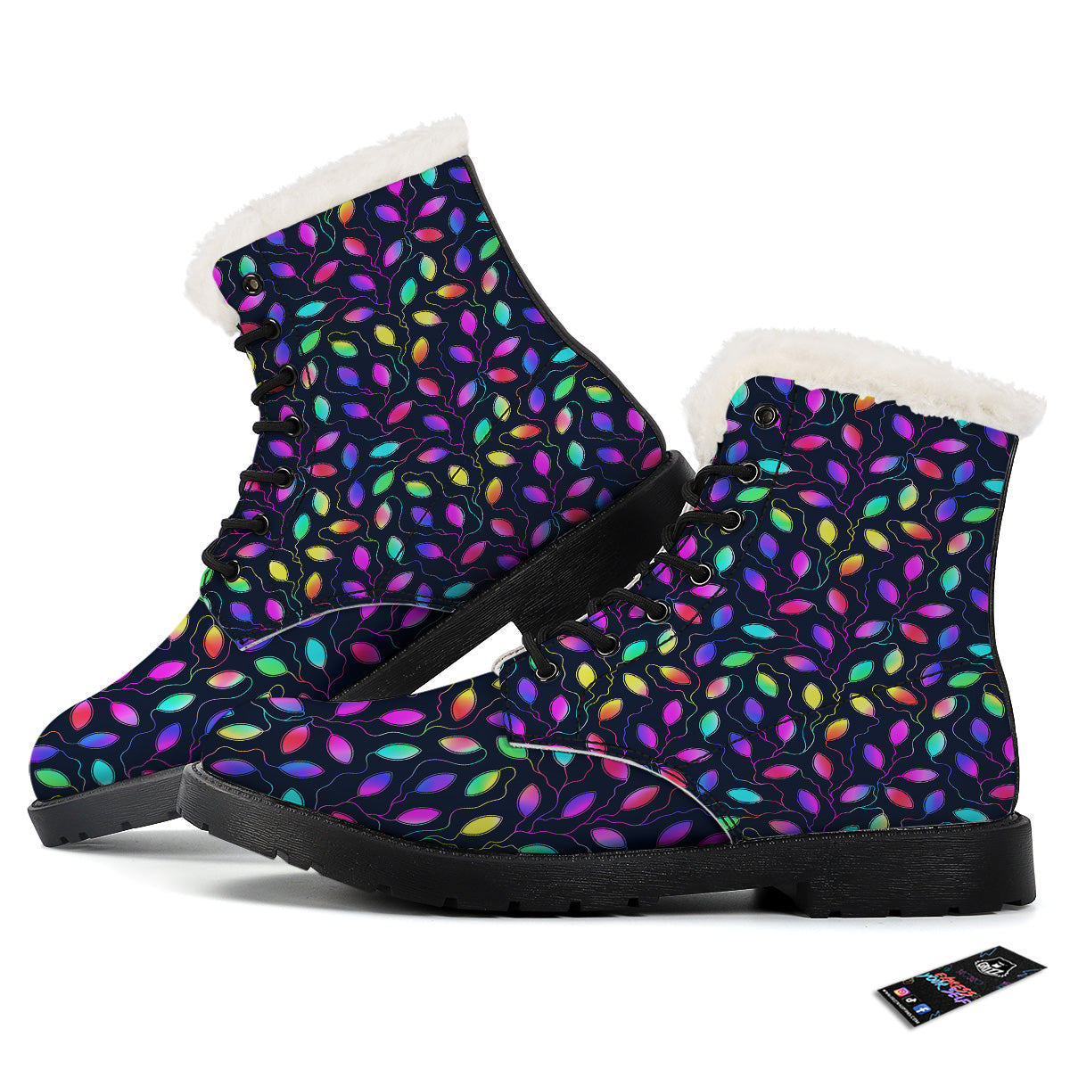 Neon Leaf Print Pattern Winter Boots-grizzshop
