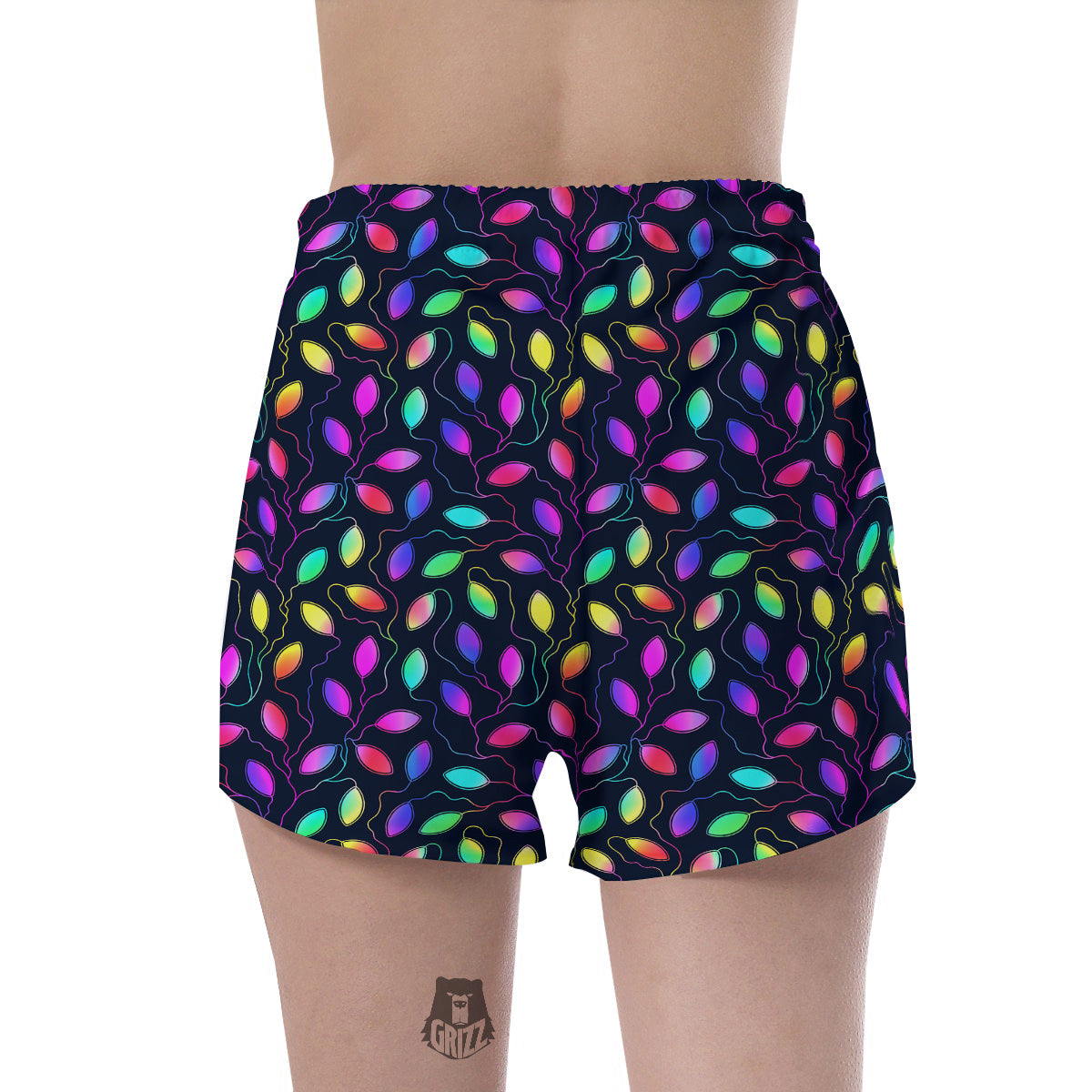 Neon Leaf Print Pattern Women's Shorts-grizzshop