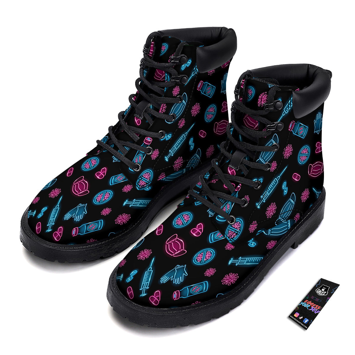 Neon Medical Equipment Print Pattern Boots-grizzshop