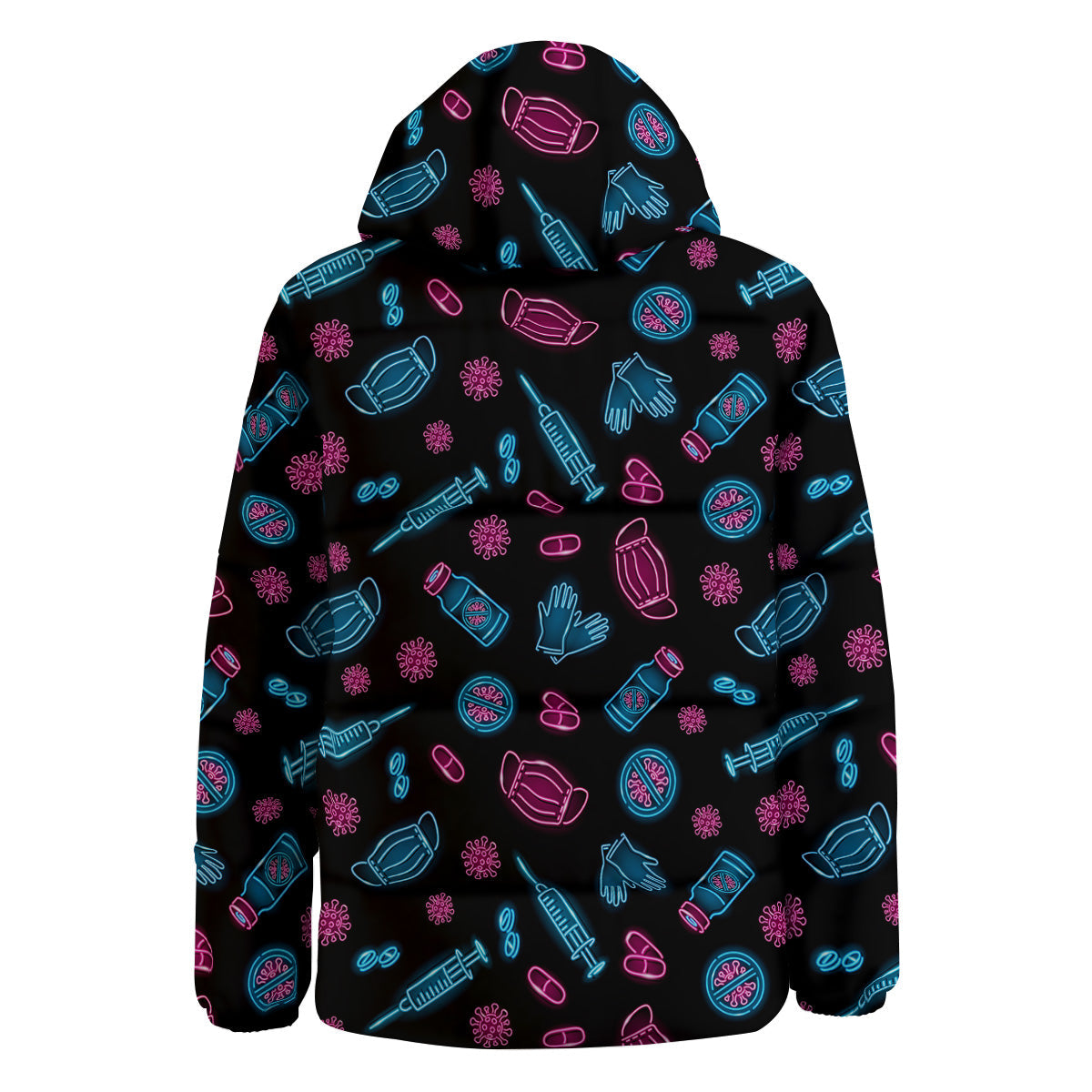 Neon Medical Equipment Print Pattern Down Jacket-grizzshop