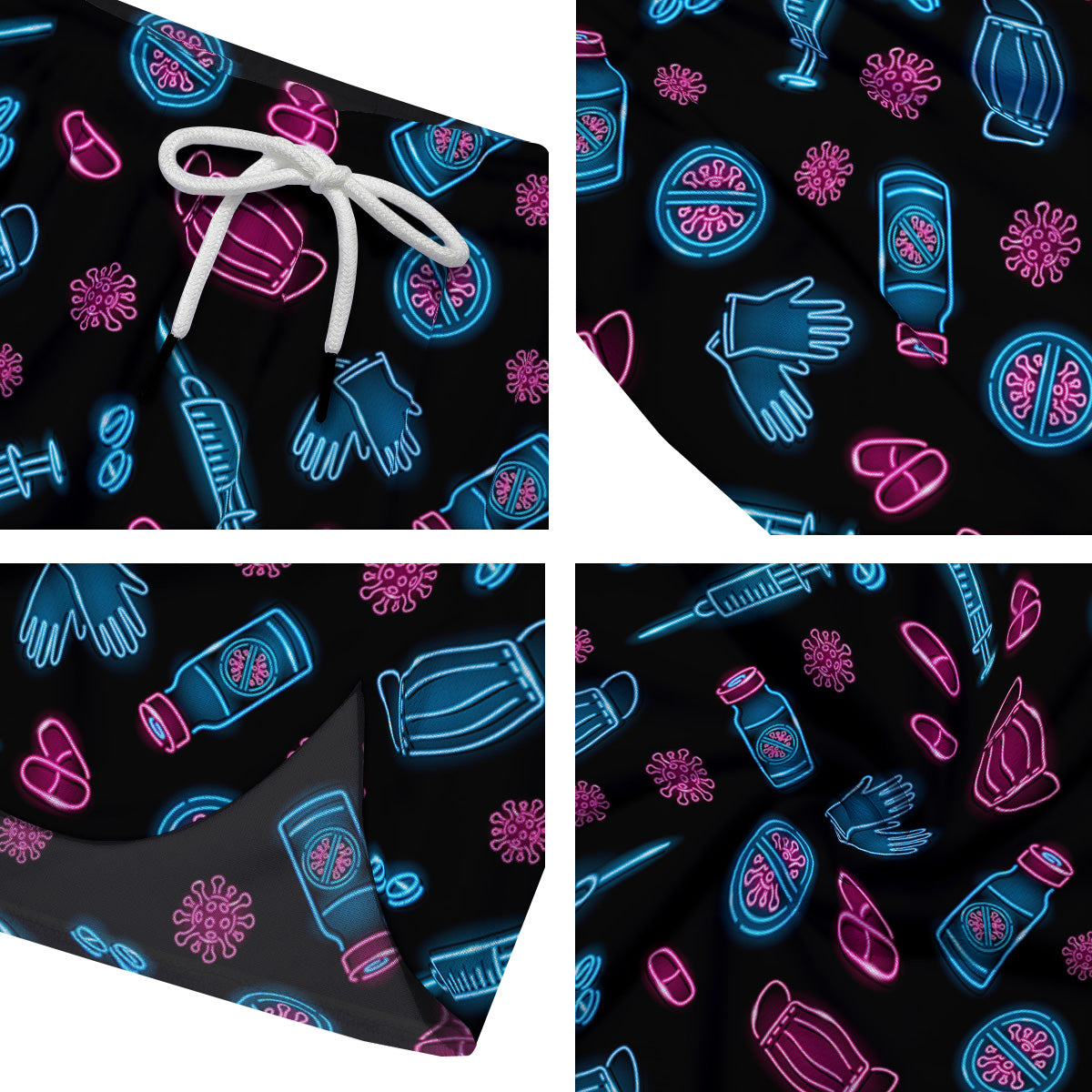 Neon Medical Equipment Print Pattern Men's Running Shorts-grizzshop